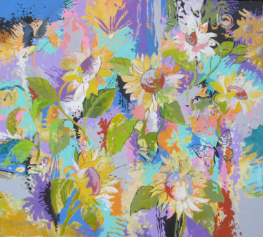 "Field of Sunflowers" başlıklı Tablo Terry Crump tarafından, Orijinal sanat, Akrilik