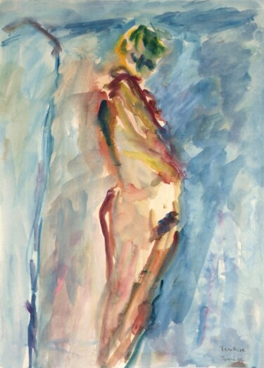 Pittura intitolato "Standing nude" da Terushige Matsumoto, Opera d'arte originale, Acquarello