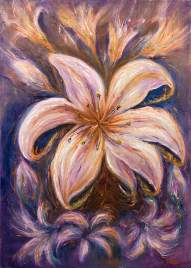 Painting titled "Magical Lily" by Tetiana Bilous, Original Artwork, Oil