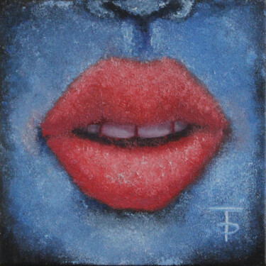 Painting titled "Kiss in the dark" by Tetiana Bogdanova, Original Artwork, Oil Mounted on Wood Stretcher frame