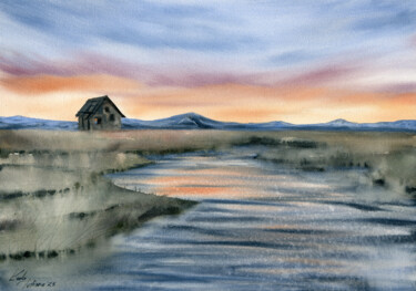 Картина под названием "The Marshlands" - Tetiana Koda, Подлинное произведение искусства, Акварель