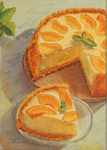 Malerei mit dem Titel "Cheesecake" von Tetiana Kovtun, Original-Kunstwerk, Acryl Auf Keilrahmen aus Holz montiert