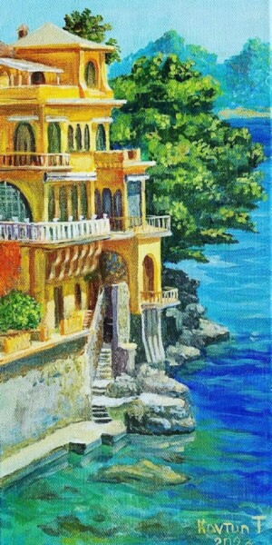 Painting titled "By the sea" by Tetiana Kovtun, Original Artwork, Acrylic Mounted on Wood Stretcher frame