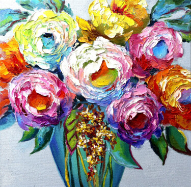 Pintura intitulada "Bouquet from the ga…" por Tetiana Masliuk, Obras de arte originais, Óleo