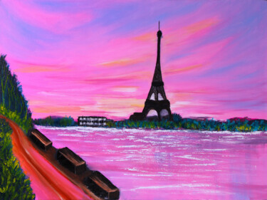 「Paris skyline art P…」というタイトルの製版 Tetiana Surshko (SurshkoArt)によって, オリジナルのアートワーク, デジタルプリント