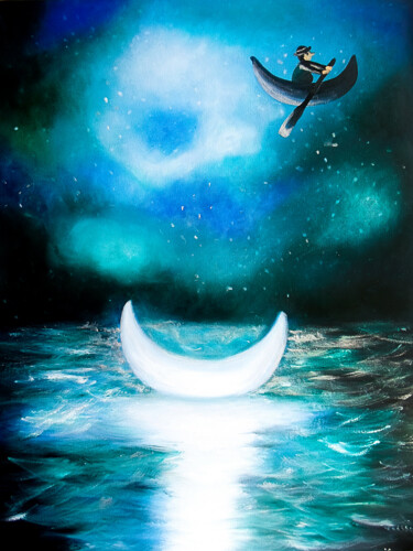 Gravures & estampes intitulée "Moon Painting" par Tetiana Surshko (SurshkoArt), Œuvre d'art originale, Impression numérique