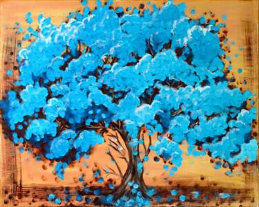 Gravures & estampes intitulée "Blue tree Painting" par Tetiana Surshko (SurshkoArt), Œuvre d'art originale, Impression numér…
