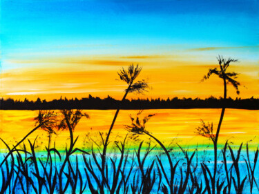 Peinture intitulée "Great lake Painting" par Tetiana Surshko (SurshkoArt), Œuvre d'art originale, Huile