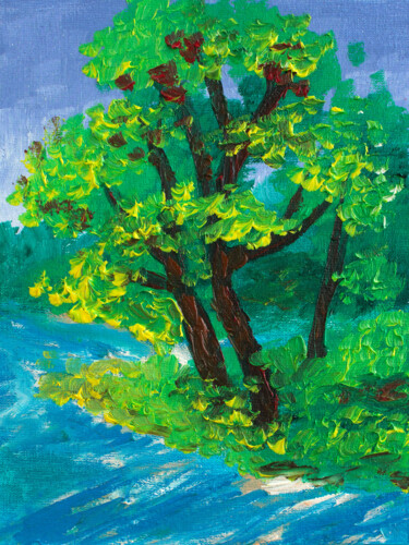 Malerei mit dem Titel "Forest landscape Pa…" von Tetiana Surshko (SurshkoArt), Original-Kunstwerk, Öl