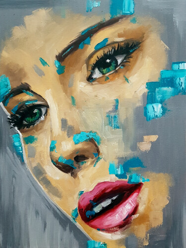 Картина под названием "Woman face portrait…" - Tetiana Surshko (SurshkoArt), Подлинное произведение искусства, Масло