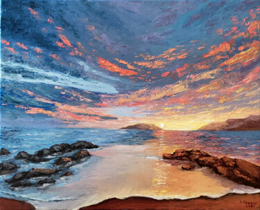 Painting titled "A Sunset" by Tetiana Teresh, Original Artwork, Oil