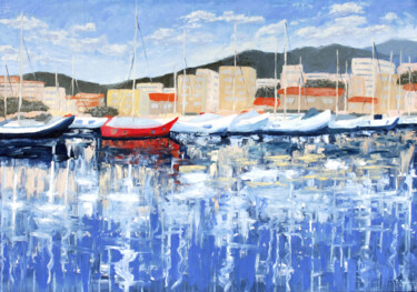 Painting titled "Yachts" by Tetiana Teresh, Original Artwork, Oil