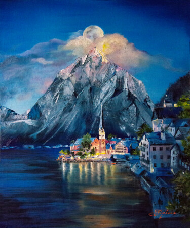 Painting titled ""HALLSTATT. AUSTRIA…" by Tetiana Tiplova, Original Artwork, Oil