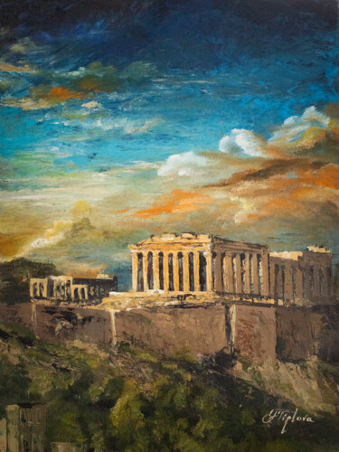 Painting titled "" THE ACROPOLIS". A…" by Tetiana Tiplova, Original Artwork, Oil
