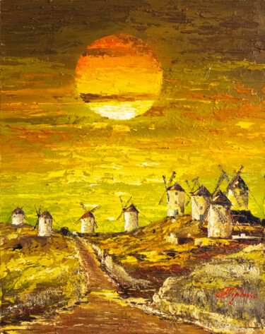 Pittura intitolato ""MOLINOS DE VIENTO…" da Tetiana Tiplova, Opera d'arte originale, Olio