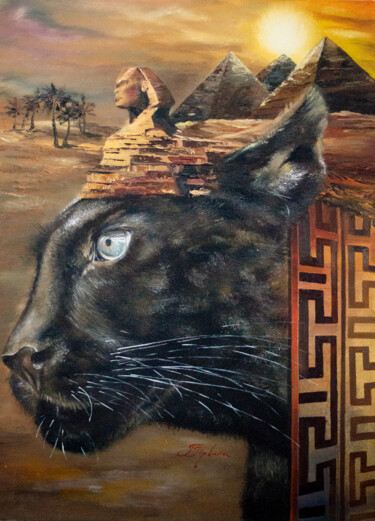 Painting titled ""POWER OF EGYPT"" by Tetiana Tiplova, Original Artwork, Oil