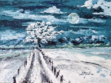 Schilderij getiteld ""TREE BY THE ROAD".…" door Tetiana Tiplova, Origineel Kunstwerk, Olie