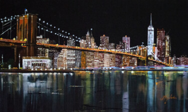 Pittura intitolato ""NIGHT NEW YORK". B…" da Tetiana Tiplova, Opera d'arte originale, Olio