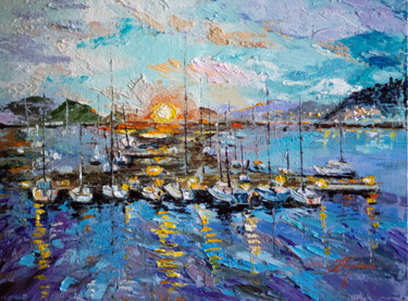 Malerei mit dem Titel ""SUNRISE IN THE BAY"" von Tetiana Tiplova, Original-Kunstwerk, Öl