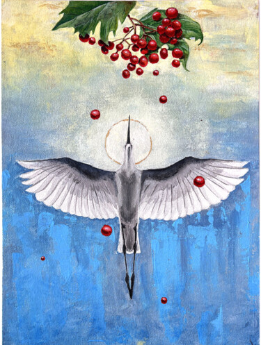 Schilderij getiteld "Bird" door Tetiana Zelinska, Origineel Kunstwerk, Acryl