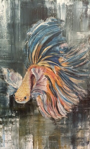 Painting titled "Fish cockerel 2." by Tetyana Donets, Original Artwork, Oil