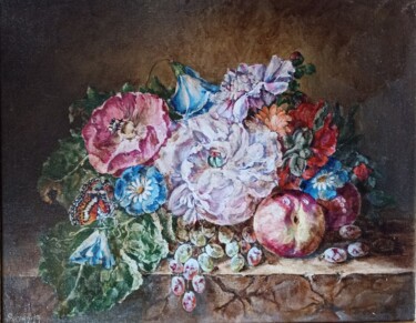 Painting titled "Still life with a b…" by Tetyana Donets, Original Artwork, Oil