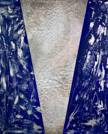 Schilderij getiteld "Silver Shell" door Textured Art Studio, Origineel Kunstwerk, Acryl