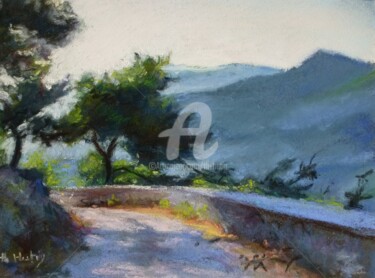 Drawing titled "Chemin du mon Gros…" by Th. Hutin, Original Artwork, Pastel