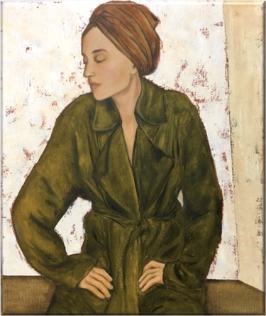 Malerei mit dem Titel "Femme au turban" von Thalie Cardo, Original-Kunstwerk, Öl