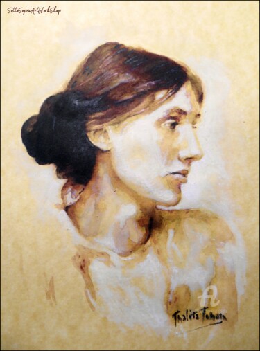 Painting titled "Virginia Woolf - Po…" by Thalita Tonon (SottoSopra), Original Artwork, Watercolor