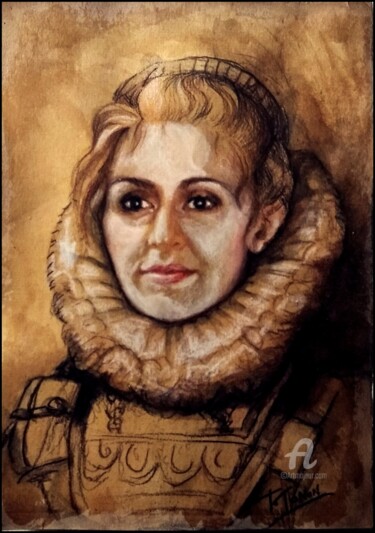 「Elisa portrait - Vi…」というタイトルの絵画 Thalita Tonon (SottoSopra)によって, オリジナルのアートワーク, パステル