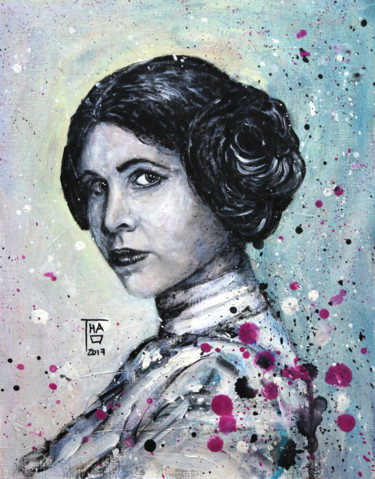 Painting titled "Princess Leia" by Thao, Original Artwork, Acrylic