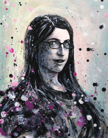 Painting titled "Amy Farrah Fowler" by Thao, Original Artwork, Acrylic