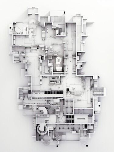 Digitale Kunst mit dem Titel "Plan Tectonique 05" von Thapsus, Original-Kunstwerk, KI-generiertes Bild
