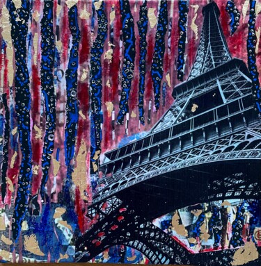 Collages titled "Tour Eiffel" by The Collage Quest, Original Artwork, Collages Mounted on Cardboard