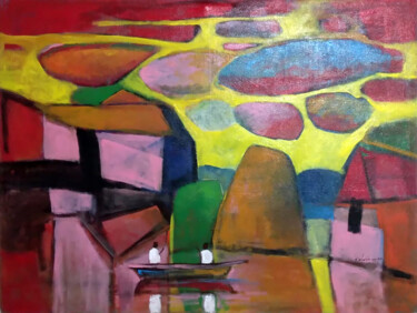 Malerei mit dem Titel "Colorful Evenings" von Thejana Roshan Kumara, Original-Kunstwerk, Acryl Auf Keilrahmen aus Holz monti…
