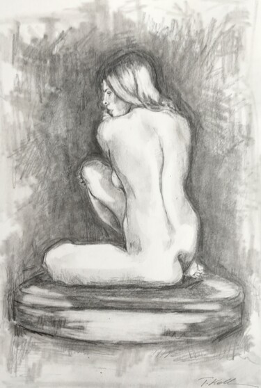 Schilderij getiteld "Nude portrait 03/20…" door Thekla Kellmann, Origineel Kunstwerk, Potlood