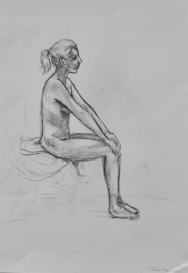 Dessin intitulée "Nude Portrait Women…" par Thekla Kellmann, Œuvre d'art originale, Crayon