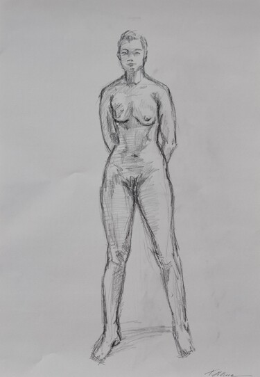 Dessin intitulée "Nude Portrait Women…" par Thekla Kellmann, Œuvre d'art originale, Crayon