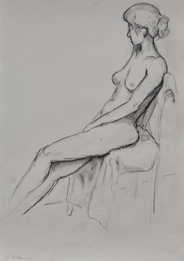 Tekening getiteld "Nude Portrait Women…" door Thekla Kellmann, Origineel Kunstwerk, Potlood