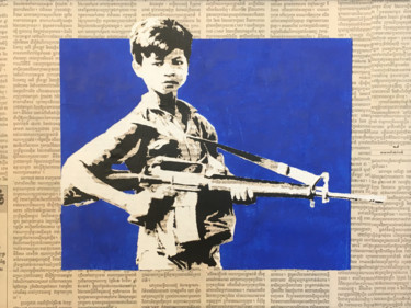 Painting titled "Child Soldier" by The Monk Stencils, Original Artwork, Acrylic