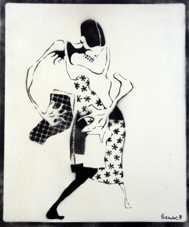 绘画 标题为“femme à sac” 由Themroc, 原创艺术品, 喷漆 安装在木质担架架上