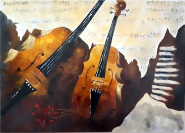 Pittura intitolato "music" da Theodora Krouklidou, Opera d'arte originale, Olio
