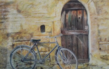 Painting titled "Bicycle" by Theodoros Markopoulos, Original Artwork, Pastel