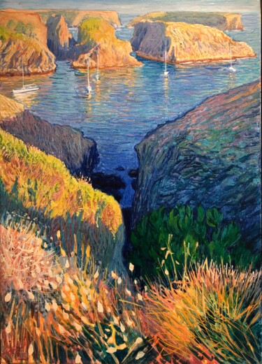 Peinture intitulée "Port Goulphar" par Théophile Gaillot, Œuvre d'art originale, Huile