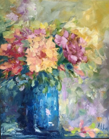 Peinture intitulée "Fleurs 5" par Thérèse Alba, Œuvre d'art originale, Huile