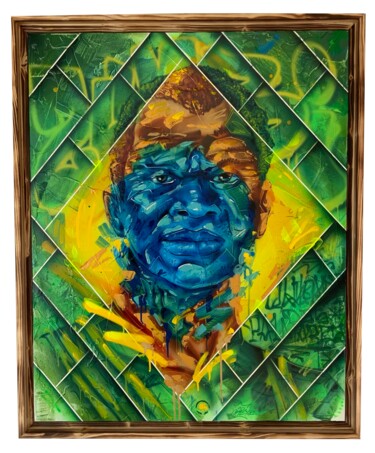 Painting titled "ZUMBI" by Loic Thiery, Original Artwork, Acrylic Mounted on Wood Stretcher frame