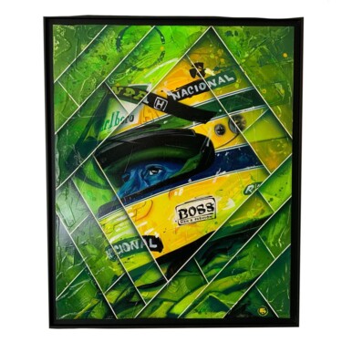 「Ayrton Senna da Sil…」というタイトルの絵画 Loic Thieryによって, オリジナルのアートワーク, アクリル ウッドストレッチャーフレームにマウント