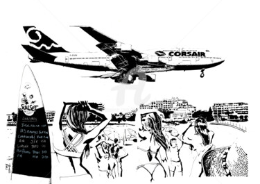 Tekening getiteld "Corsair 747 saint m…" door Thibault Cernaix, Origineel Kunstwerk, Inkt