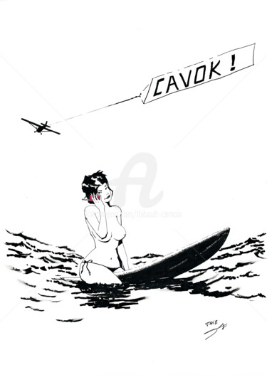 Dessin intitulée "Cavok" par Thibault Cernaix, Œuvre d'art originale, Encre
